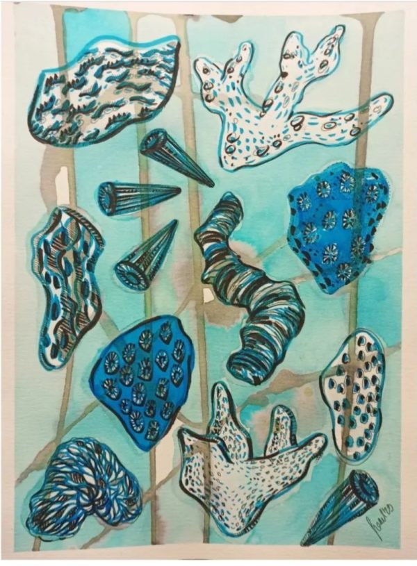 #9, 2023 "Microcosm" serie Paper, watercolour, ink, liners 40*50 cm (with framing)